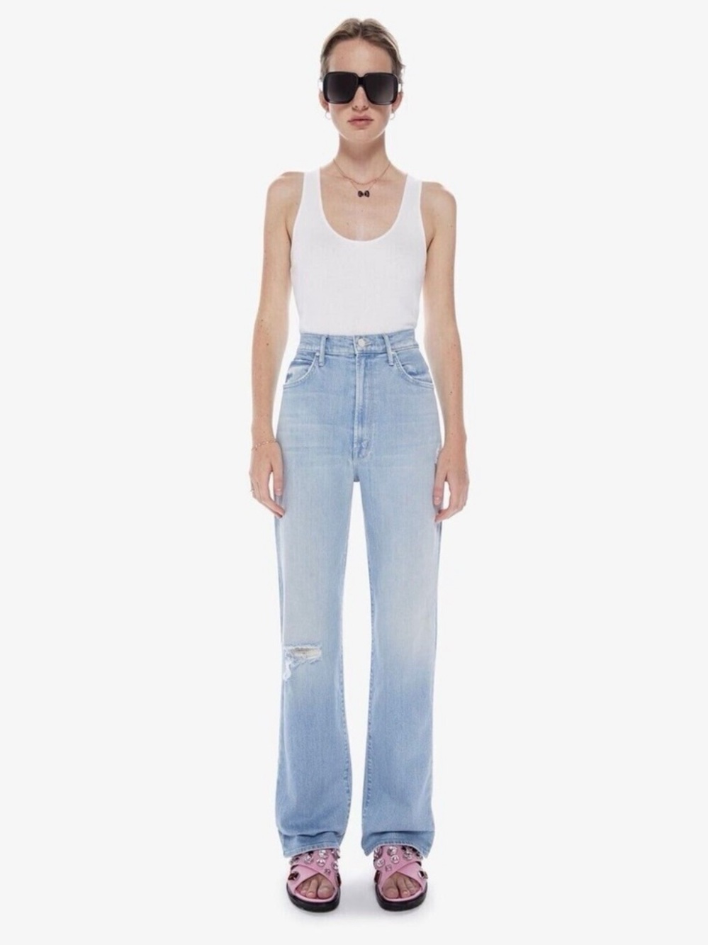 Light Wash High-Rise Wide Leg Jeans - Light Blue